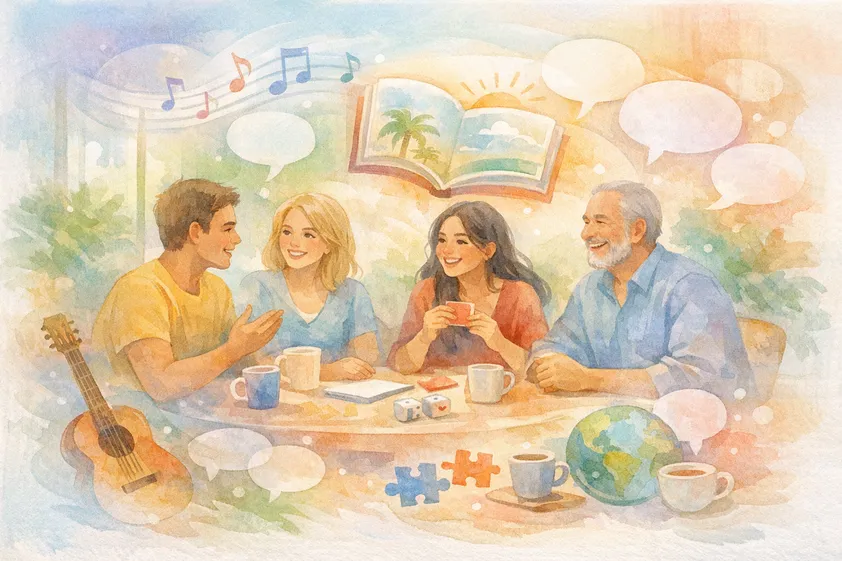 ¿Quieres practicar español en un ambiente relajado? En este club hablamos
español juntos y hacemos actividades diferentes en cada encuentro. Conversamos,
jugamos, escuchamos pequeños textos o canciones y comentamos temas de la vida
cotidiana. El objetivo